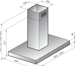 Brico Electrum Eiland Afzuigkap 90 Cm Ihro93008Pex Zilver Outlet