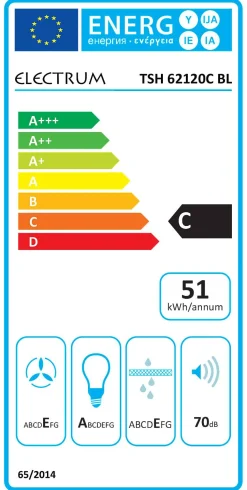 Brico Electrum Schouwafzuigkap Tsh 62120C Bl 60 Cm Mat Zwart Best