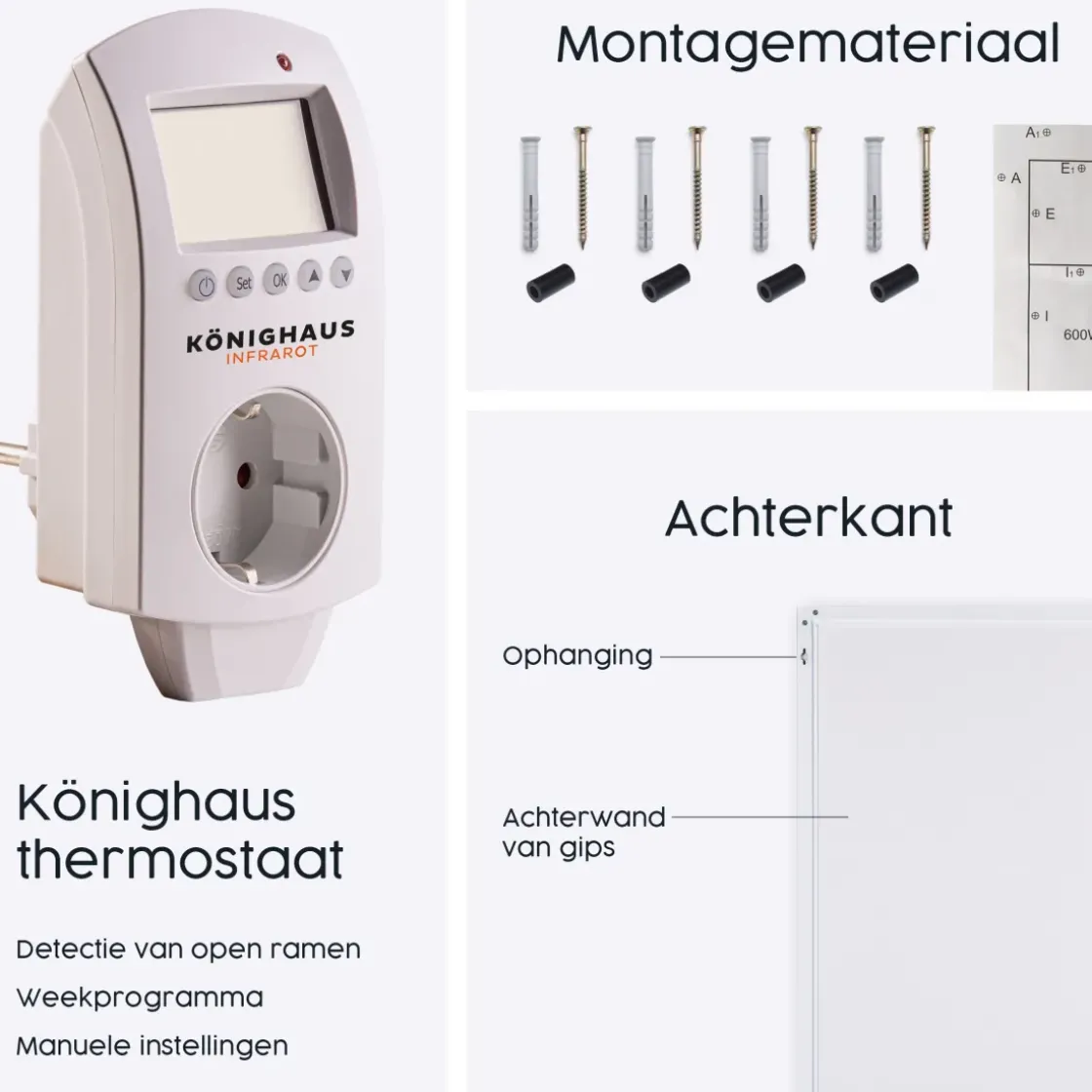Infrarood & Halogeenradiators<Brico Eurom Infraroodwarmtepaneel Sani 600W Zwart