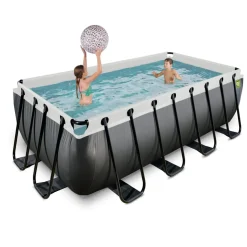 Exit Black Leather Opzetzwembad Met Zandfilterpomp Zwart 400X200X122Cm-Brico New