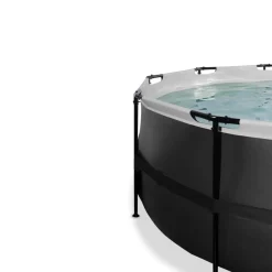 Exit Black Leather Opzetzwembad Met Overkapping En Zandfilter- En Warmtepomp Zwart O450X122Cm-Brico New