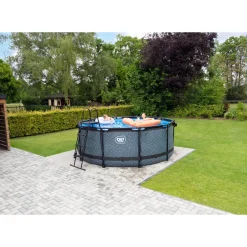 Exit Black Leather Opzetzwembad Met Filterpomp Zwart O360X122Cm-Brico