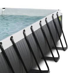 Exit Black Leather Opzetzwembad Met Overkapping En Zandfilter- En Warmtepomp Zwart 400X200X122Cm-Brico Outlet