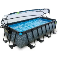 Exit Stone Opzetzwembad Met Overkapping En Zandfilter- En Warmtepomp Grijs 400X200X100Cm-Brico Hot