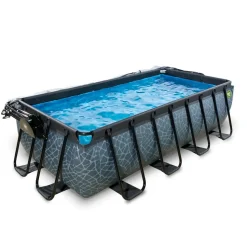 Exit Stone Opzetzwembad Met Overkapping En Zandfilter- En Warmtepomp Grijs 400X200X100Cm-Brico Hot