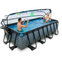 Exit Stone Opzetzwembad Met Overkapping En Zandfilter- En Warmtepomp Grijs 400X200X100Cm-Brico Hot