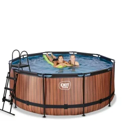 Exit Wood Opzetzwembad Met Filterpomp Bruin O360X122Cm-Brico New