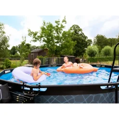 Exit Wood Opzetzwembad Met Filterpomp Bruin O360X122Cm-Brico New