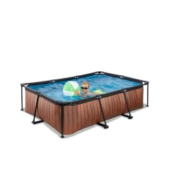 Exit Wood Opzetzwembad Met Filterpomp Bruin 220X150X65Cm-Brico Outlet