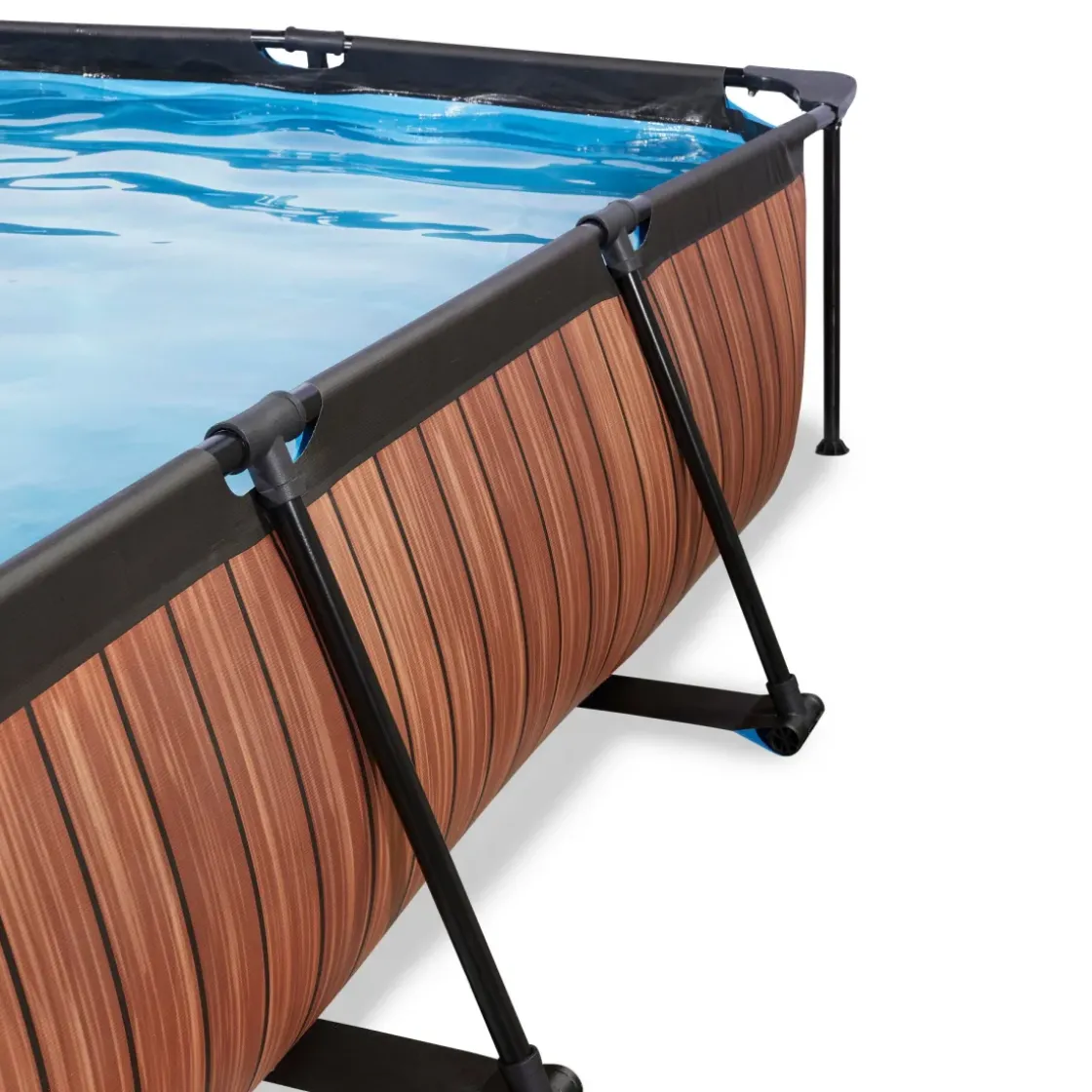 Exit Wood Opzetzwembad Met Overkapping En Filterpomp Bruin 300X200X65Cm-Brico Outlet