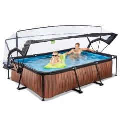 Exit Wood Opzetzwembad Met Overkapping En Filterpomp Bruin 300X200X65Cm-Brico Outlet