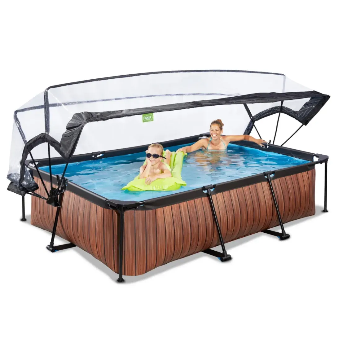 Exit Wood Opzetzwembad Met Overkapping En Filterpomp Bruin 300X200X65Cm-Brico Outlet