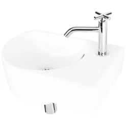 Brico Fonteinset (Rechts) Apollo Keramiek Wasbak Wit 41 X 27 X 14 Cm Discount