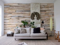 Fotobehang 'White Washed Wood Papier' 254 X 368 Cm-Brico New