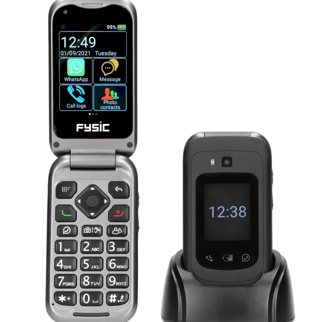 Fysic F25 - Eenvoudige Mobiele Klaptelefoon Voor Senioren Met Sos Noodknop, Zwart-Brico Discount