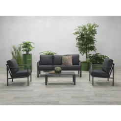 Garden Impressions Durban Loungeset 4-Delig - Zwart-Brico Discount