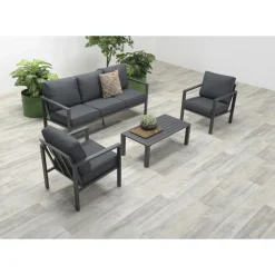 Garden Impressions Durban Loungeset 4-Delig - Zwart-Brico Discount