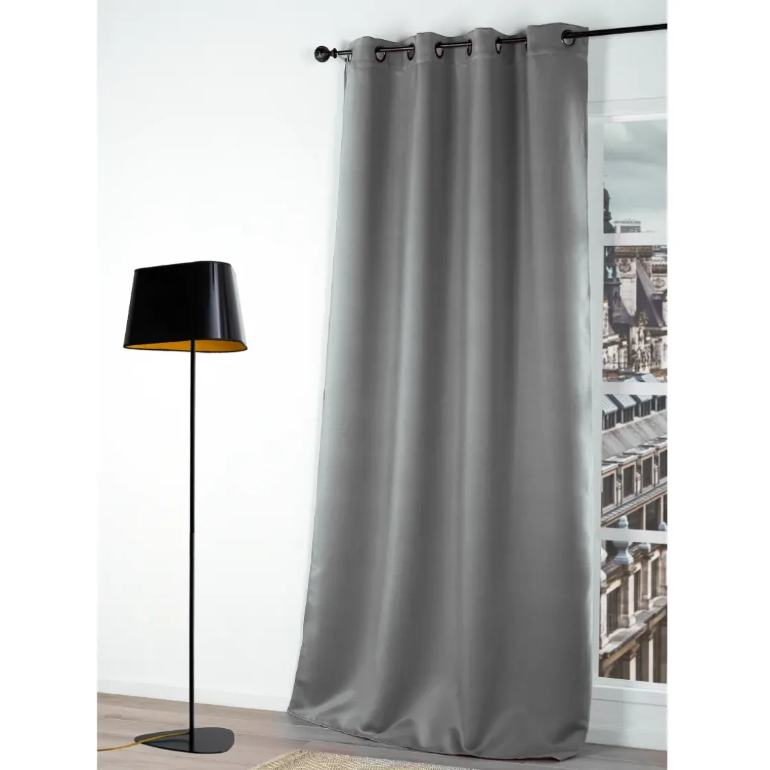 Gordijn Verduisterend Licht Grijs 140X180Cm-Brico Discount