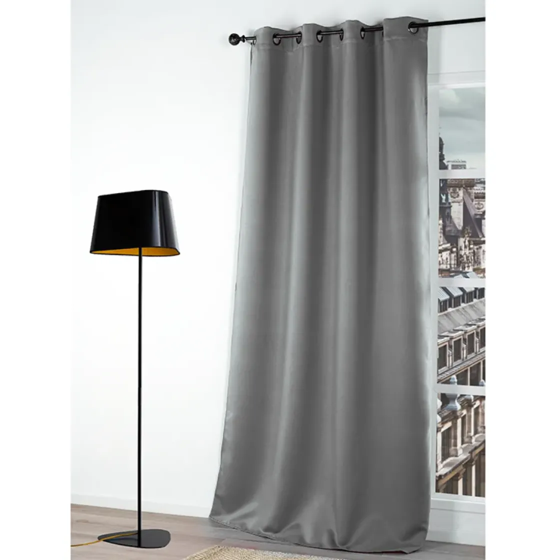 Gordijn Verduisterend Licht Grijs 140X180Cm-Brico Discount
