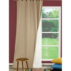 Gordijn Verduisterend Thermisch Bella Ringen Beige 140 X 260 Cm-Brico Clearance