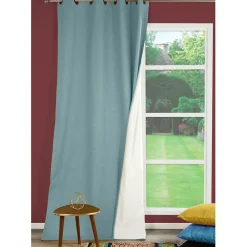 Gordijn Verduisterend Thermisch Bella Ringen Blauw 140X260Cm-Brico Discount