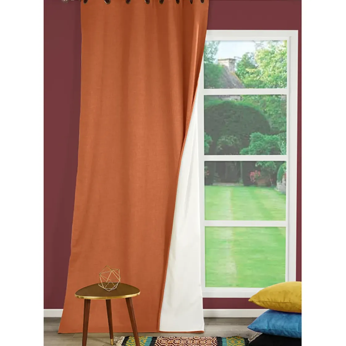 Gordijn Verduisterend Thermisch Bella Ringen Roest 140X260Cm-Brico Outlet