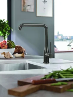 Brico Grohe Keukenmengkraan Essence Hard Graphite Zwart Geborsteld Outlet