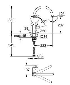 Brico Grohe Keukenmengkraan Start Loop Chroom Outlet