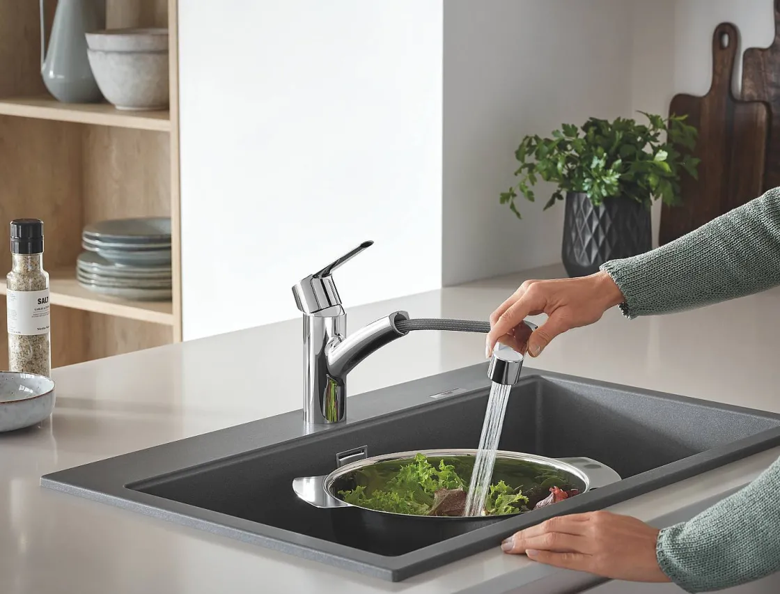 Brico Grohe Quickfix Start Keukenmengkraan Met Uittrekbare Handdouche Chroom Outlet