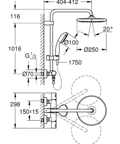 Brico Grohe Regendoucheset Vitalio Start System 250Mm Met Thermostatische Mengkraan Zwart