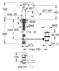 Brico Grohe Wastafelkraan Essence M-Size Chroom Geborsteld New
