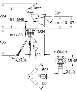 Brico Grohe Wastafelmengkraan Start M-Size Chroom Met Uittrekbare Uitloop Outlet