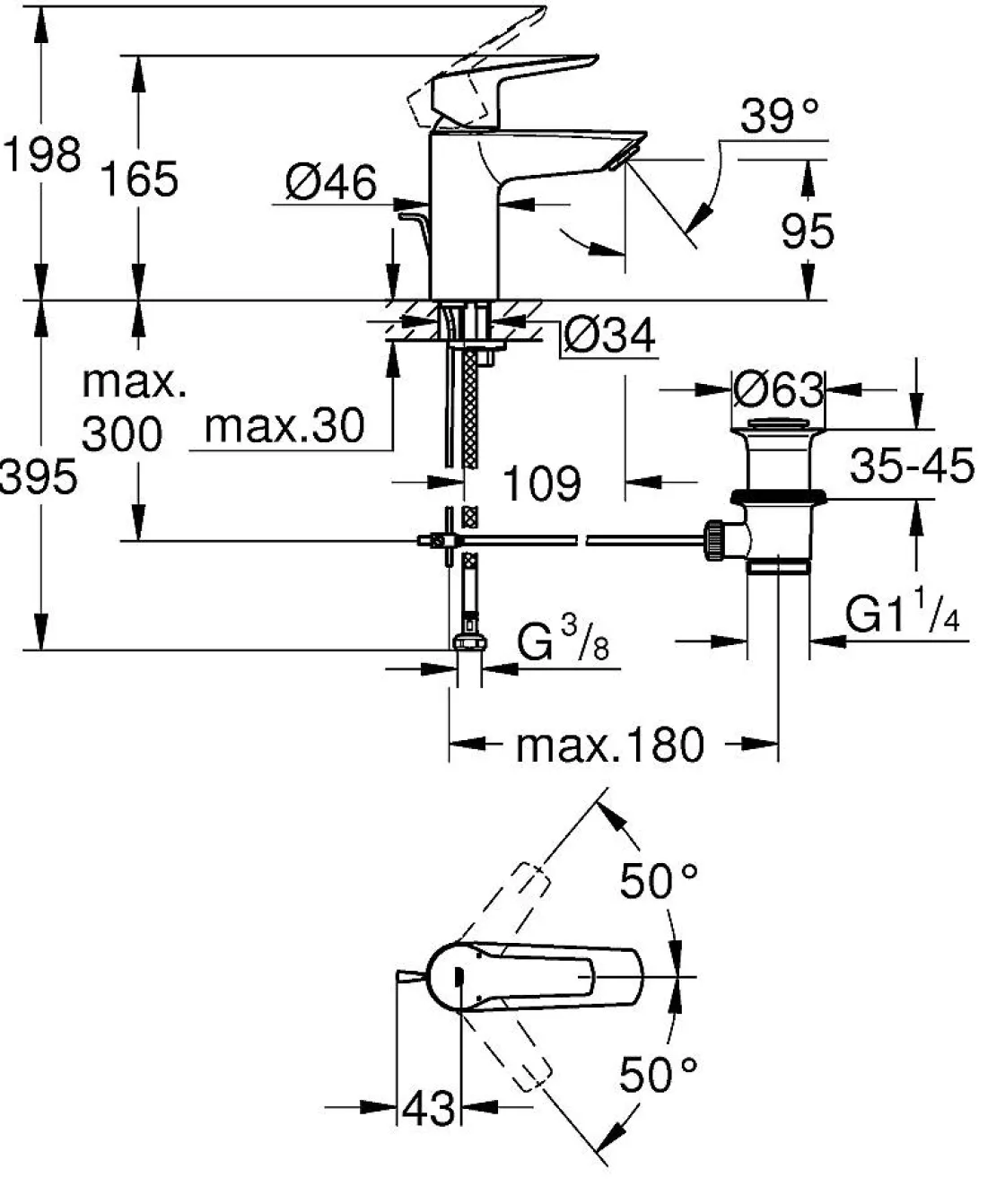 Brico Grohe Wastafelmengkraan Start S-Size Chroom Hot