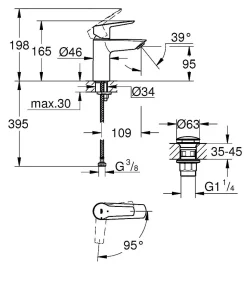 Brico Grohe Wastafelmengkraan Start S-Size Mat Zwart Best