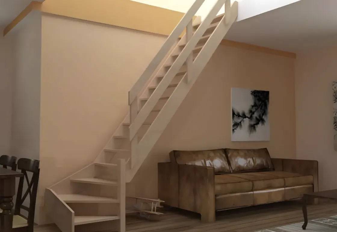 Handystairs Molenaarstrap "Rustic60" - Kwartslag Rechts - Hoogte 280Cm - 13 Treden Van Grenenhout-Brico Outlet