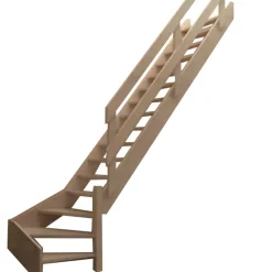 Handystairs Molenaarstrap "Rustic60" - Kwartslag Rechts - Hoogte 280Cm - 13 Treden Van Grenenhout-Brico Outlet