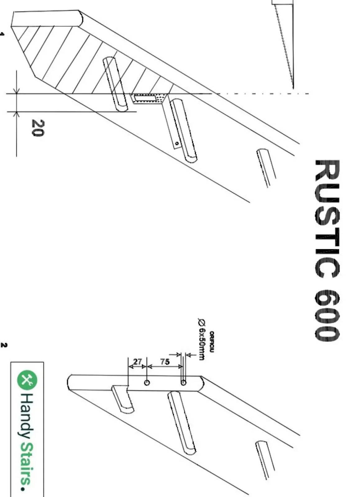 Handystairs Molenaarstrap "Rustic60" - Kwartslag Rechts - Hoogte 280Cm - 13 Treden Van Grenenhout-Brico Outlet
