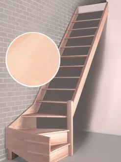 Handystairs Open Kwartslagtrap "Vega80" - Rechts - 280 Cm Hoog - 13 Beuken Treden - Zonder Leuning-Brico