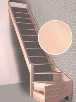 Handystairs Open Kwartslagtrap "Vega80" - Links - 280 Cm Hoog - 13 Beuken Treden - Zonder Leuning-Brico Sale