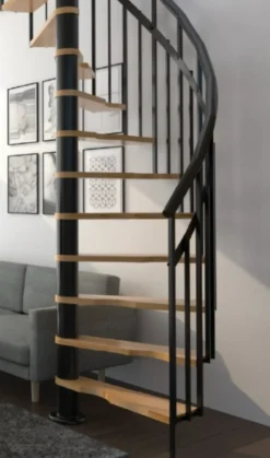 Handystairs Spiltrap "Siena" O 145 Cm - Links Draaiend - 273 Cm Hoog - 12 Beuken Treden - Zwart-Brico Hot