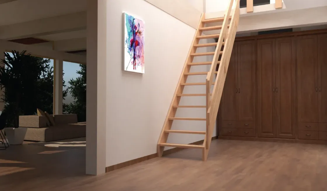 Handystairs Steektrap "Rustic70" - 70Cm Breed - Hoogte 280Cm - 13 Treden Van Grenenhout (30Mm)-Brico Best