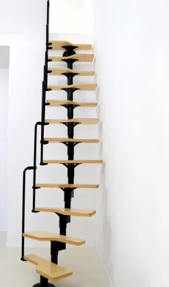 Handystairs Zoldertrap "Swirl" - Multi-Inzetbaar - Hoogte 294Cm - 12 Treden Van Berken - Zwart Staal-Brico New