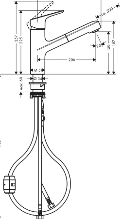 Brico Hansgrohe Keukenmengkraan Focus M43 200 Met Uittrekbare Handdouche Metaal Geborsteld Online