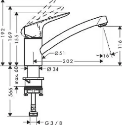 Brico Hansgrohe Keukenmengkraan Mysport Eco Small Chroom Hot