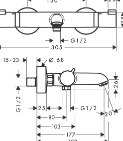 Brico Hansgrohe Thermostatische Badkraan Ecostat Comfort Zwart Mat Best