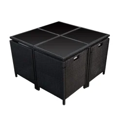 Happy Garden Buitenmeubelsets Santorin - Zwart - Geweven Hars-Brico Hot