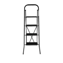 Brico Huishoudtrap - Keukentrap 4 Treden - Inklapbaar - Zwart Hot