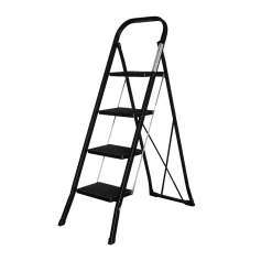 Brico Huishoudtrap - Keukentrap 4 Treden - Inklapbaar - Zwart Hot