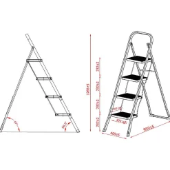 Brico Huishoudtrap - Keukentrap 4 Treden - Inklapbaar - Zwart Hot