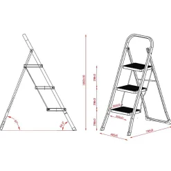 Brico Huishoudtrap - Keukentrap 3 Treden - Inklapbaar - Zwart Clearance